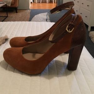 Franco Sarto camel color , with leather block heel